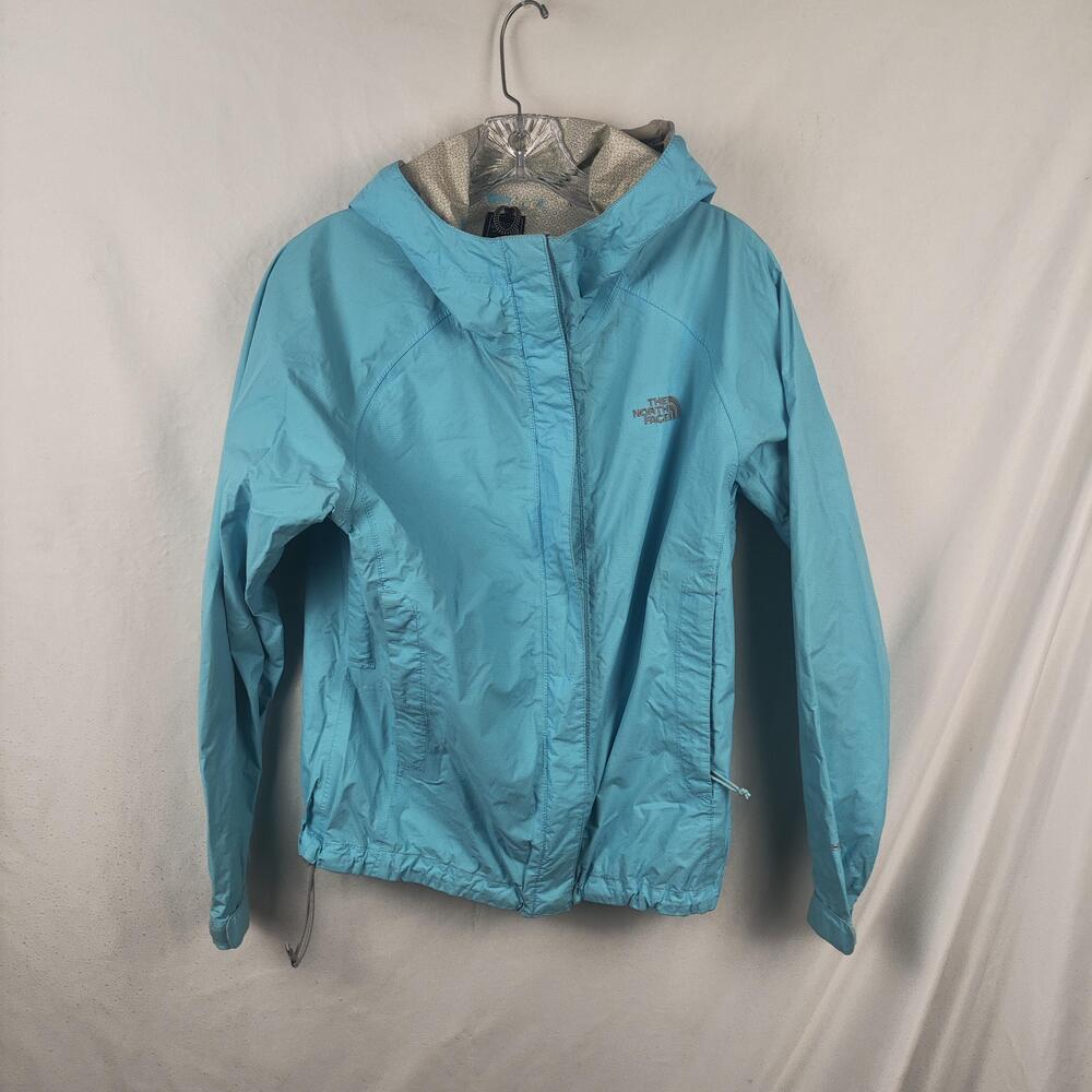 The North Face Jacket Womens Small Blue Hooded Lightweight Waterproof Coat Zip